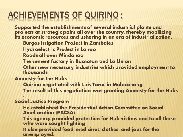 ramon magsaysay contributions elpidio quirino tagalog